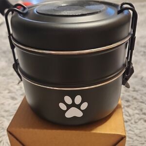 BNIB Peach Dog/Cat Travel Bowl feeder & Water Clip Stack Set